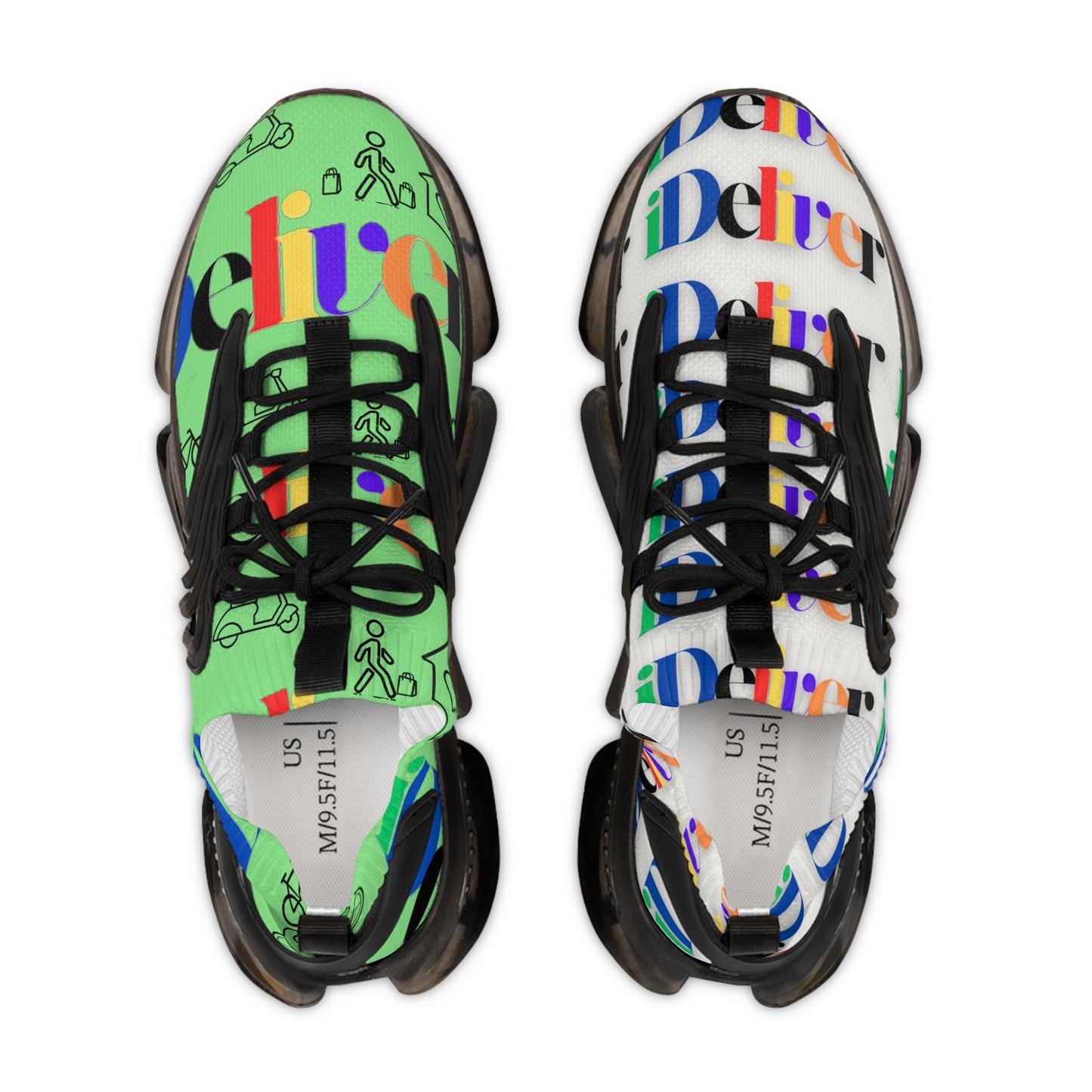 Vibrant Men's Mesh Sneakers - Colorful Casual Style with 'Deliver' Design