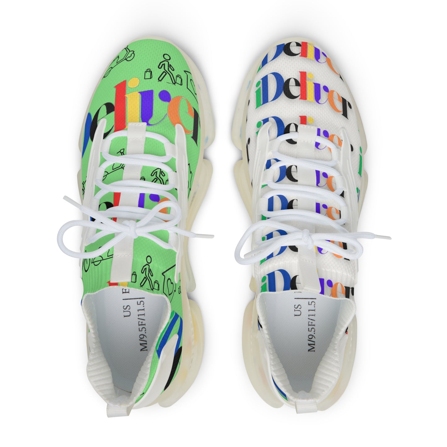 Vibrant Men's Mesh Sneakers - Colorful Casual Style with 'Deliver' Design