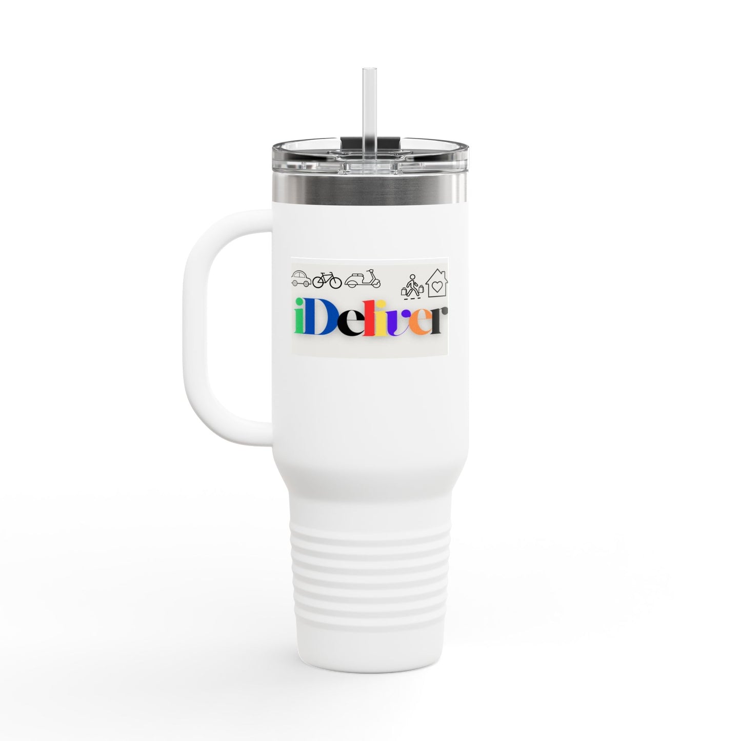 iDELIVER Colorful Insulated Travel Mug - 40oz with Delivery Theme