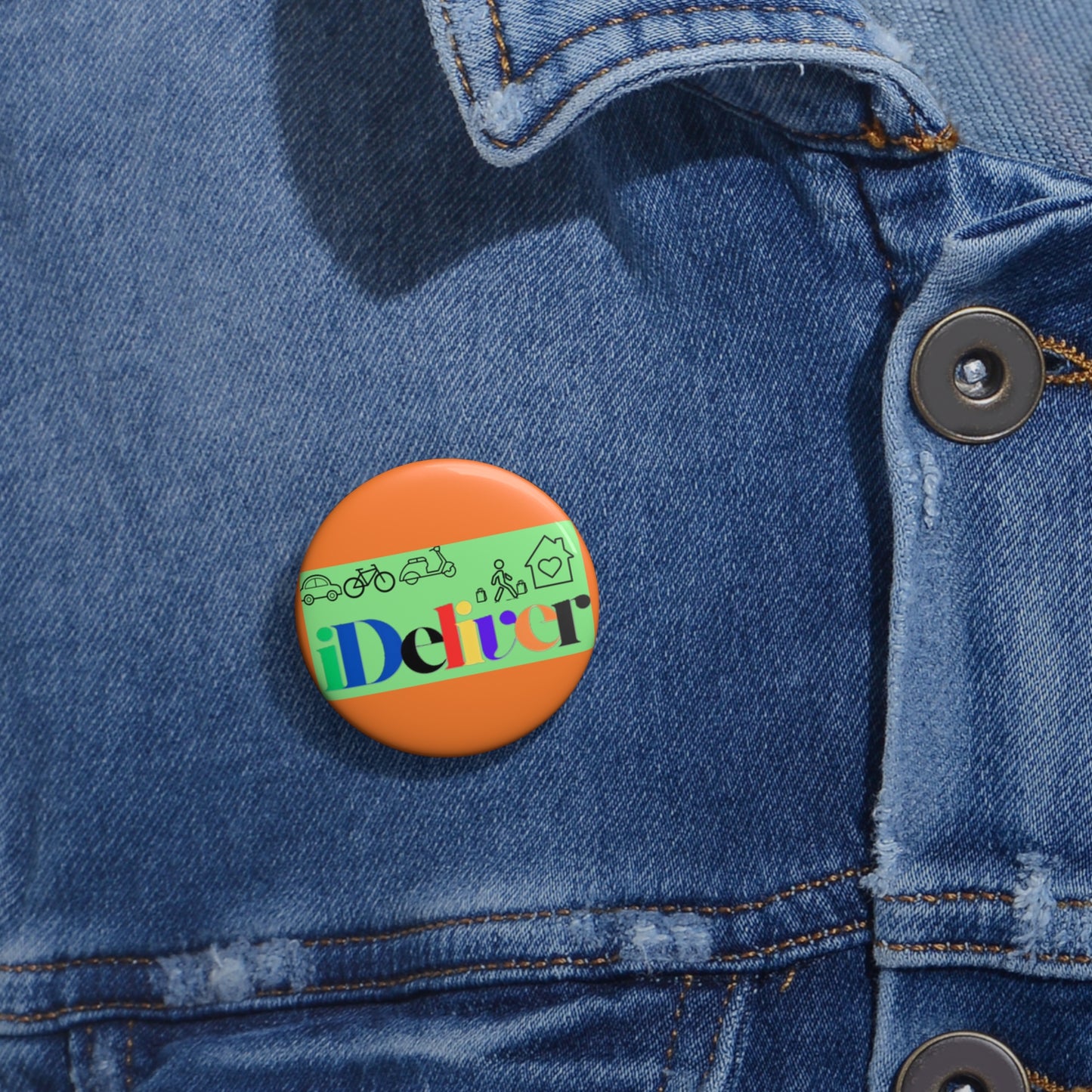 Custom iDeliver Pin Buttons - Fun and Engaging Accessories for Delivery Enthusiasts