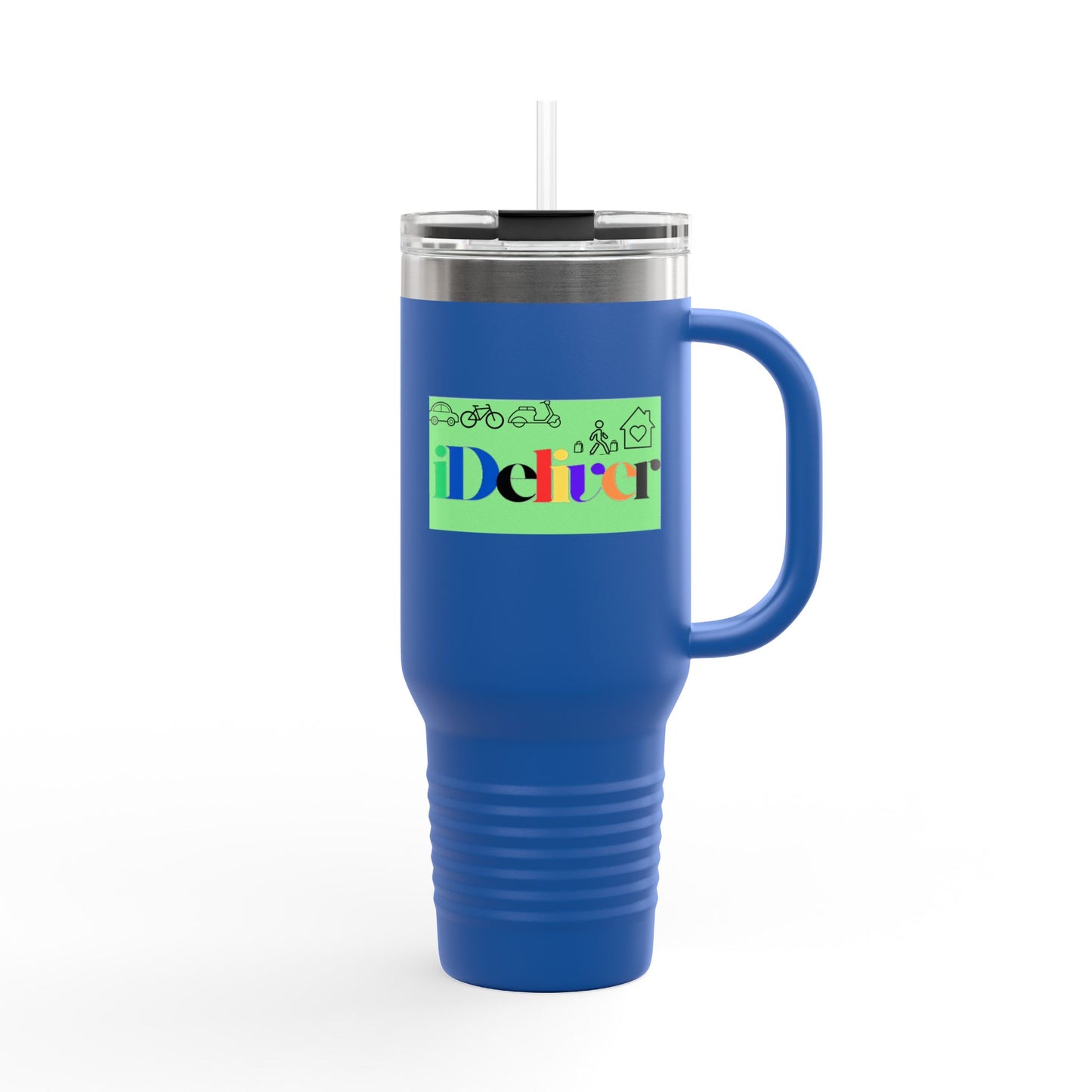 iDELIVER Colorful Insulated Travel Mug - 40oz with Delivery Theme