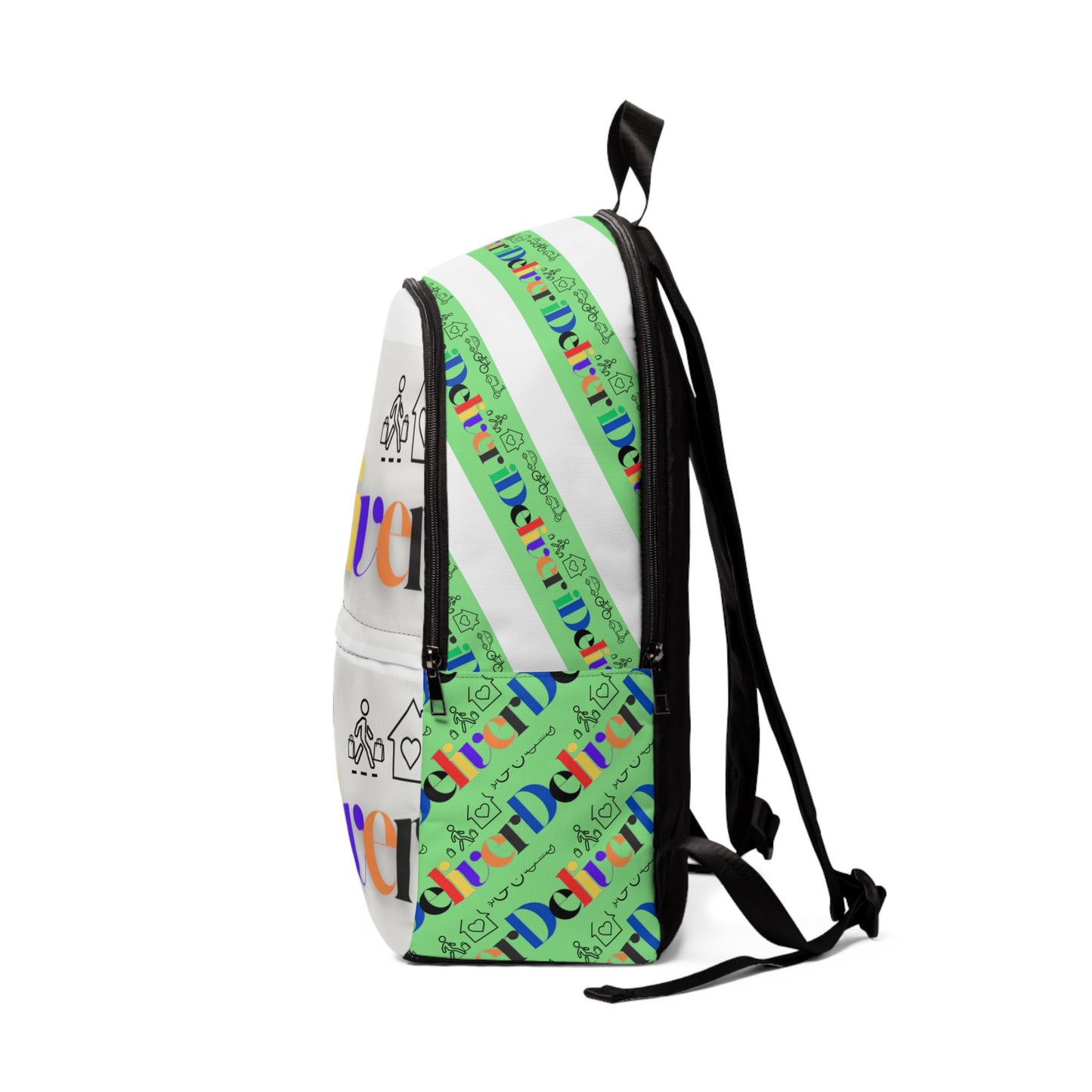 Colorful Unisex Fabric Backpack - Fun Delivery Design for Everyday Adventures